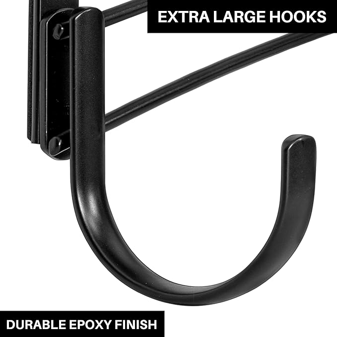 LYNK Professional® Home™ Over the Door Hooks - 5 Hook – Over the Door Coat Rack - Over the Door Hanger - Hanging Towels or Clothes - Bathroom, Bedroom, Laundry Room - Lifetime Ltd. Warranty, Black