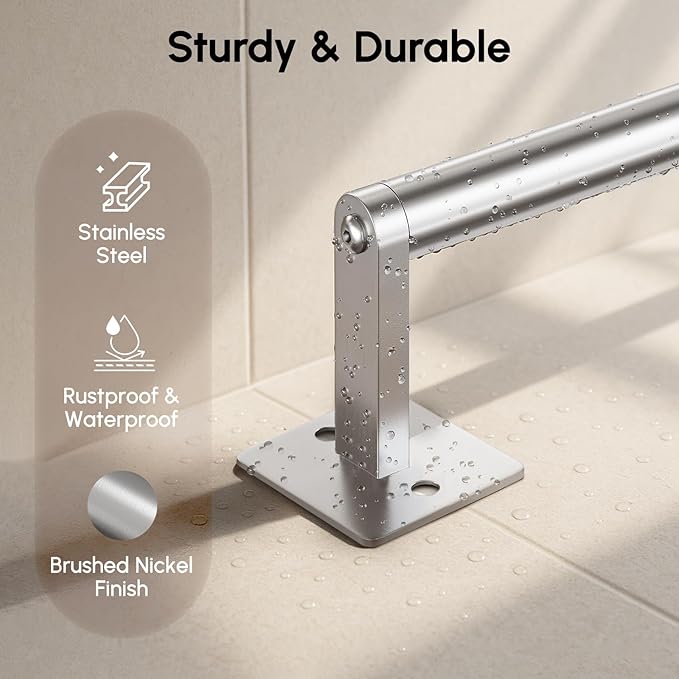 USHOWER Brushed Nickel Towel Bar, 18 Inch Towel Racks for Bathroom Wall Mounted, Heavy Duty Stainless Steel Towel Holder, Easy Installation (Total Length 20 Inch) (Pack of 2)