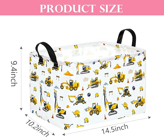 Baby Storage Basket Nursery Box Laundry Hamper Organization Bins for Toys and Clothes with Handles (Vehicle)