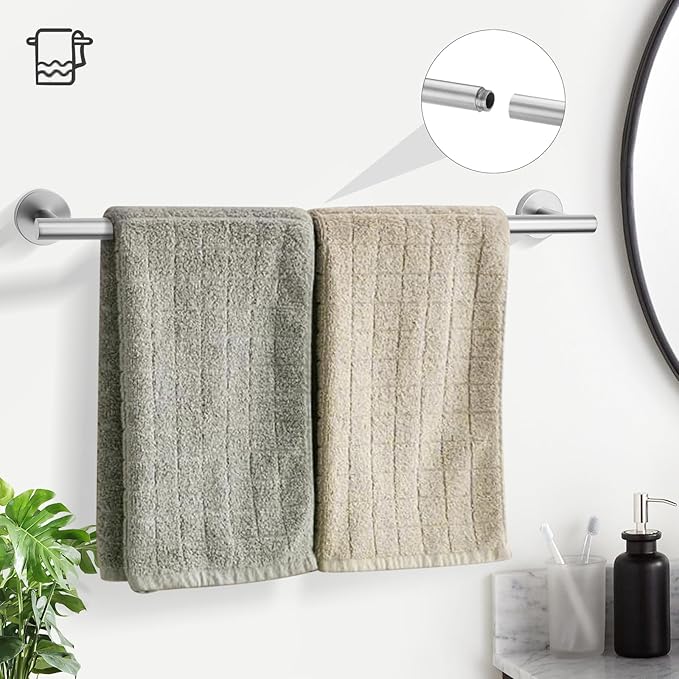 TURS Brushed Nickel 5-Piece Bathroom Hardware Set Towel Bar Set SUS304 Stainless Steel Towel Racks for Bathroom Wall Mounted, 23.6-Inch
