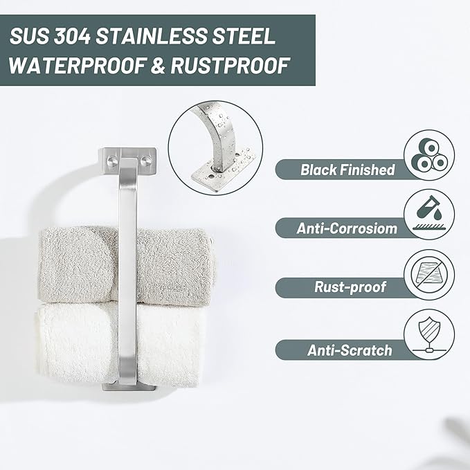 Mooche 2Pack Bathroom Towel Bar, 10 inch Towel Racks for Bathroom Wall Mounted, SUS304 Stainless Steel Heavy Duty Towel Holder Bathroom Accessories Modern Home Decor, Brushed Finished