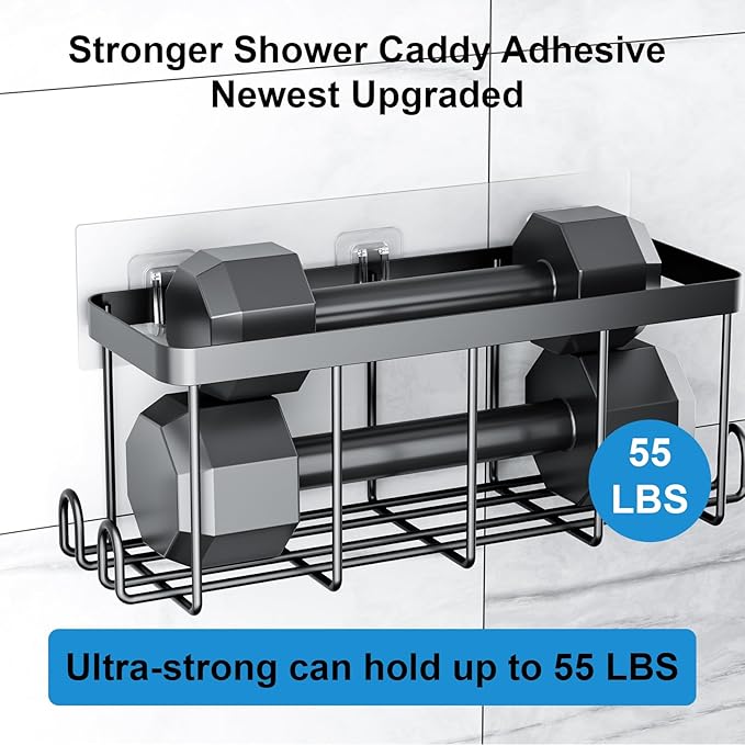 10 Pack Shower Caddy Adhesive Replacement, Waterproof Shower Shelf Adhesive Strips, Strong Adhesive Flat Hooks for Bathroom Storage Shelves and Kitchen Racks No Drilling, Clear