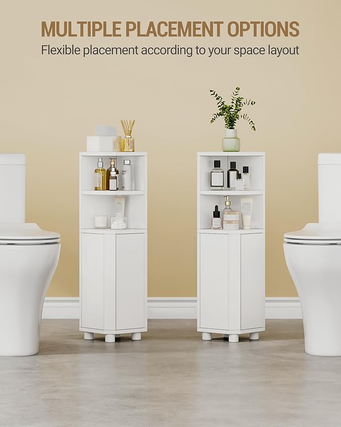 Hzuaneri Corner Cabinet, Small Bathroom Corner Cabinet with Doors, Narrow Storage Cabinets with Adjustable Shelves, Bathroom Organizers and Storage for Small Space, White BC20003X
