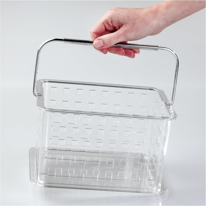 iDesign Small Clear Shower Caddy with Handle, Portable Shower Organizer for Dorm or Bathroom