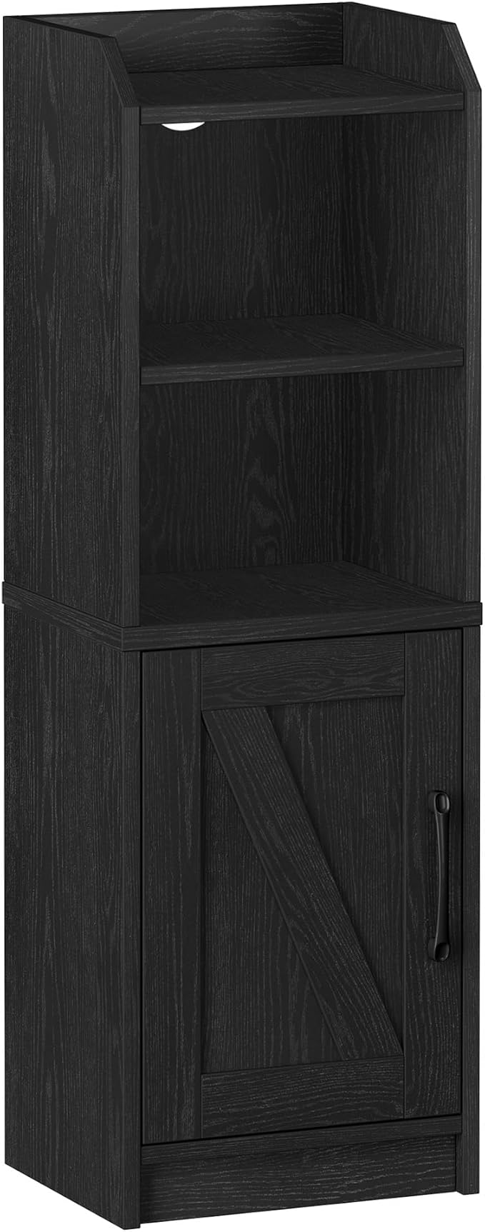 Hzuaneri Bathroom Storage Cabinet, Small Farmhouse Corner Floor Cabinet with Door and Shelves, Narrow Toilet Paper Holder Stand, Bathroom Organizer with Adjustable Shelf, for Small Spaces, Black