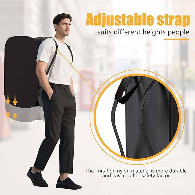 House Again Collapsible Laundry Backpack - 76L Heavy Duty Laundry Hamper, 210D Oxford Cloth with Mesh Pocket & Sturdy Adjustable Shoulder Straps,Easy to Open and Fold for College,Travel and Apartment
