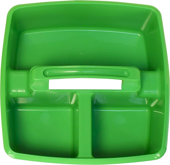 Storex 3-Compartment Small Caddy – Multipurpose Classroom Organizer with Handle, Grass, 6-Pack (00951A06C)