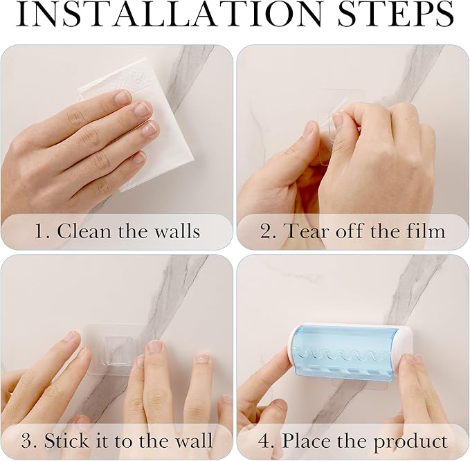 1 PCS Self Adhesive Toothbrush Holder with Cover for Bathroom, 5-Slot Wall Mounted Toothbrush Organizer Rack for Shower, Dorm, Cabinet
