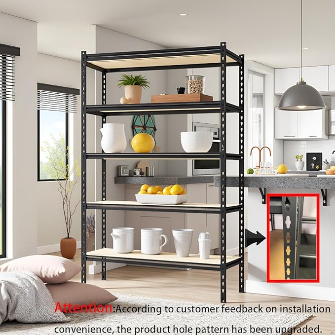 Adjustable Shelves Heavy Duty Storage Shelving Unit Black Steel for Office Garage Classroom Warehouse Studio 72" H x 36" W x 16.1" D 2000LBS 5-Tier