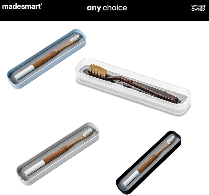 madesmart Toothbrush Tray with Drying Stone, Fast-Dry Counter Organizer for Toothbrushes, Razors, Toothpaste & Bathroom Counter Essentials, Grooming Tools & Daily Bath Items, Frost