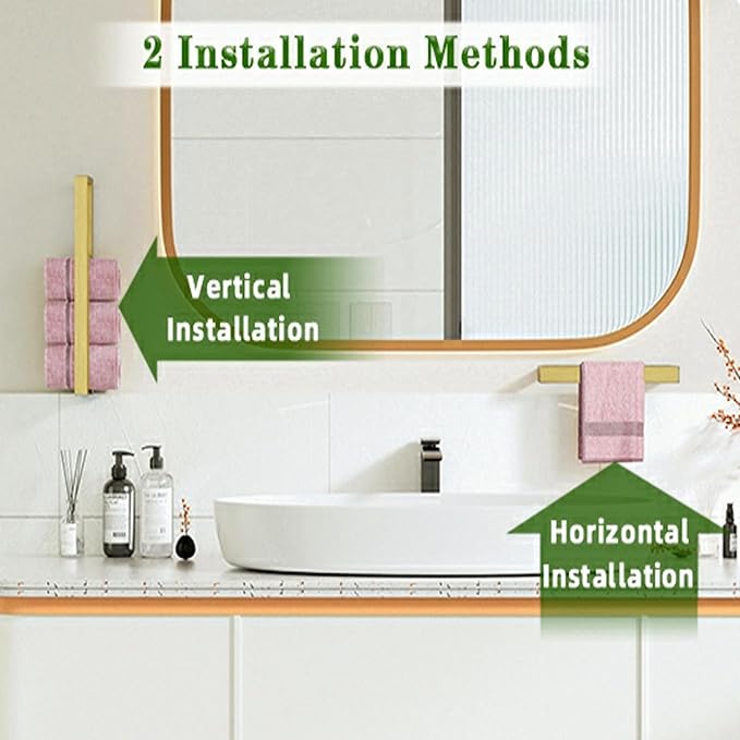 Alise Hand Towel Holder,12 Inch Self Adhesive Towel Bar for Bathroom,Towel Racks for Lavatory,Wall Mount Towel Hanger,SUS304 Stainless Steel Towel Rail,Brushed Gold
