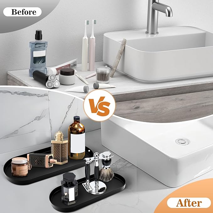 2 Pieces Metal Toilet Tank Tray,Black Bathroom Counter Tray for Toilet,Unique Toiletries Toilet Paper Storage,Organizer for Bathroom,Living Room,Kitchen, Bathroom Accessories Gifts