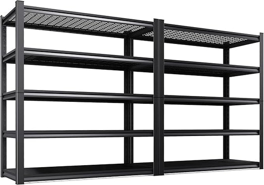 71.2''H Storage Shelves,3000LBS Garage Shelving ,Adjustable Garage Shelves ,Heavy Duty Metal Shelving, 5 Tier Utility Steel Shelf, Easy-to-install Shelving Units and Storage 71.2''x45.6''x17.7",2pack