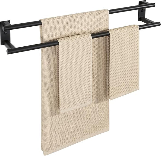 Alise Bathroom Double Towel Bar, 32 Inch Wall Mount Towel Holder, Towel Racks for Bathroom, SUS304 Stainless Steel Towel Hanger, Thickened Pipe with Strong Load-Bearing Capacity, Matte Black