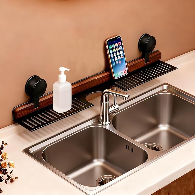 Bathroom Storage Shelves Floating,Modern Kitchen Organizer Faucet Shelf,No Mounted Shower Sink Caddy Organizers,Toothbrush soap Rack (Cream Color, 20 inch)