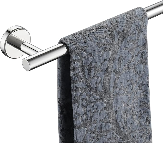 JQK Chrome Towel Bar, 15 Inch 304 Stainless Steel Thicken 0.8mm Towel Rack Bathroom, Towel Holder Polished Finished Wall Mount, Useable Length 12 Inch, TB110L12-CH