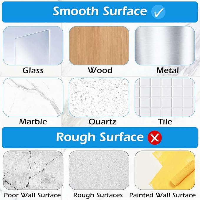 10 Pack Shower Caddy Adhesive Replacement, Shower Adhesive Strips, Strong Adhesive Hooks, Waterproof Sticker, No Drilling, for Bathroom Shelf and Kitchen Racks