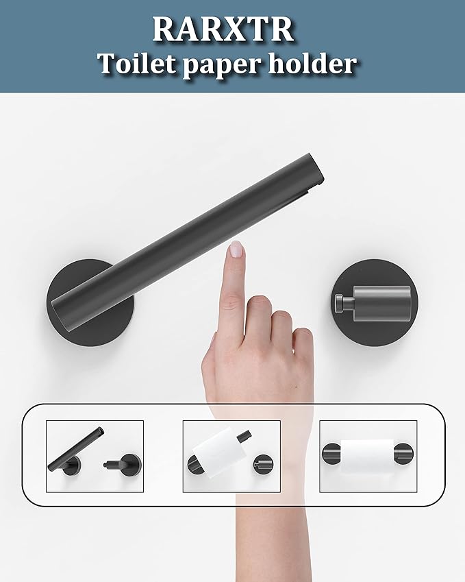 RARXTR Matte Black 2 Pack Toilet Paper Holder SUS304 Stainless Steel Double Post Pivoting Toilet Paper Roll Holder Wall Mounted Toilet Tissue Holder for Commercial Bathroom RV