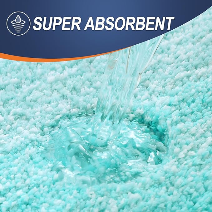 OLANLY Bathroom Rug Set 2 Piece, Soft Absorbent Microfiber Bath Rug Set, Non-Slip, Machine Wash Dry, Plush Shaggy Bath Mats for Bathroom (30"x20"+24"x16", Teal)
