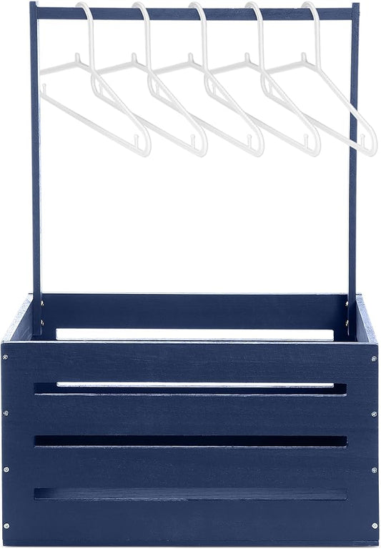 Suzile Wooden Baby Shower Crate Closet Wood Basket for Gifts with Handle Boy Girl Clothes Gender Reveal Storage Box for Newborn New Parent(Navy Blue)