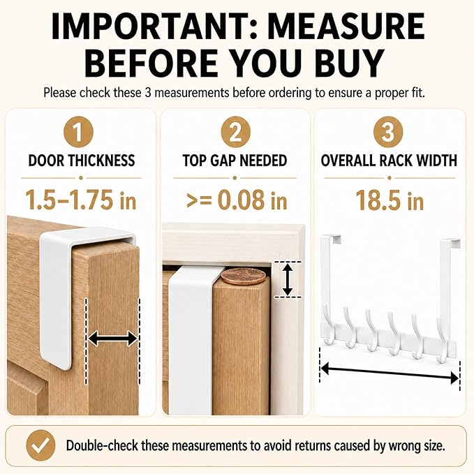 Peasulin Over The Door Hooks, Door Hanger with 12 Coat Hooks, 7.4" Extended Arm Over Door Towel Rack, Aluminum Alloy Rust-Proof, No Drilling, for Bathroom Bedroom Closet Entryway (White)