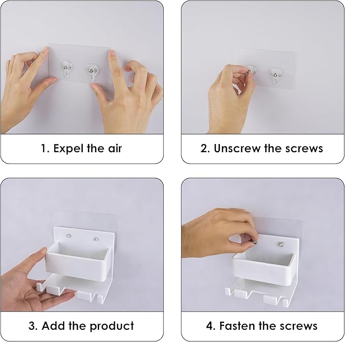 Electric Toothbrush Holder Wall Mounted, Electric Toothbrush Cord Organizer, Self Adhesive Electric Toothbrush Stand for Bathroom, Medicine Cabinet, Dorm(White)