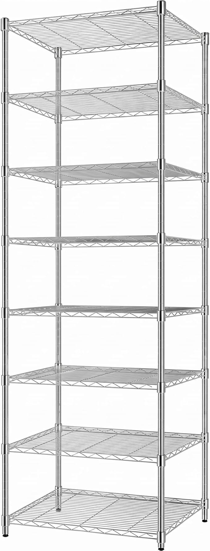Finnhomy Heavy Duty 8 Tier Wire Shelving, 24x24x80.3 inches 8 Shelves Storage Rack with Thicken Steel Tube, Pantry Shelves for Storage, Adjustable Metal Shelving Unit, NSF Certified, Chrome