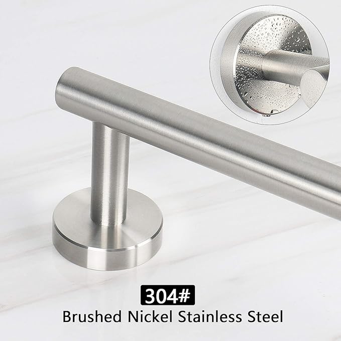 NearMoon Bath Towel Bar, Thicken Stainless Steel Shower Towel Rack Holder Wall Mounted for Bathroom, 33-lnch Overall Length-30-lnch Usable Hanging Space (1 Pack, Brushed Nickel)