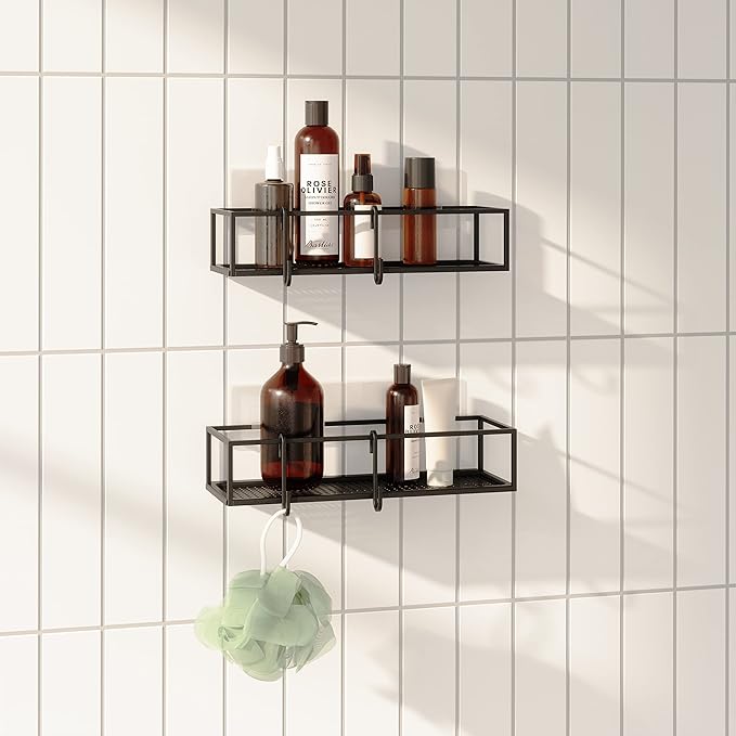 Umbra Cubiko Shower Bin Caddy Set, Black (Pack of 3)