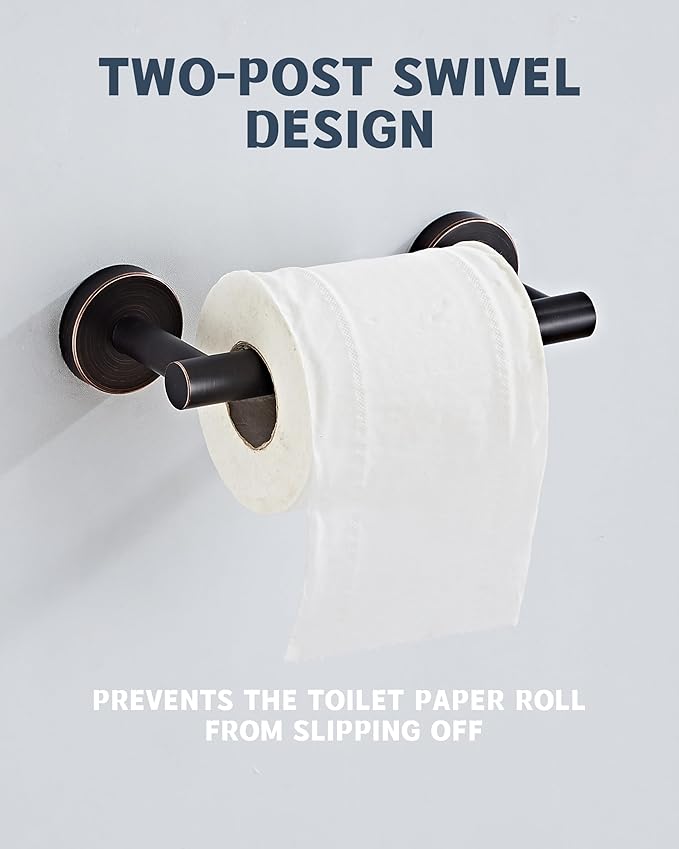 RARXTR Bronze Toilet Paper Holder SUS304 Stainless Steel Double Post Pivoting Toilet Paper Roll Holder Wall Mounted Toilet Tissue Holder for Commercial Bathroom RV Oil Rubbed Bronze
