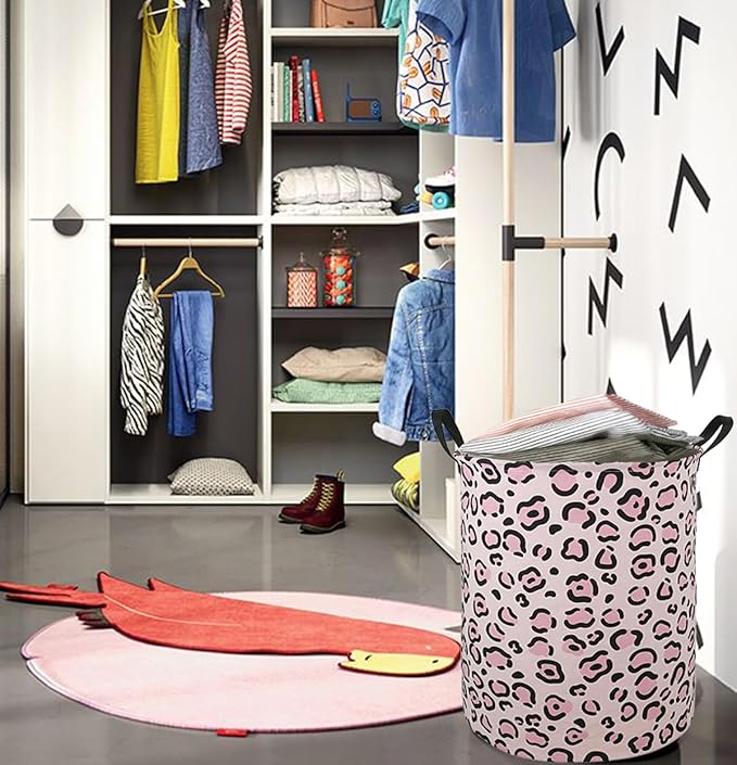 Round Laundry Hamper Storage Basket Fabric Material Storage Hamper Organization Basket, Storage Bin, Gift Box with Handles for Room