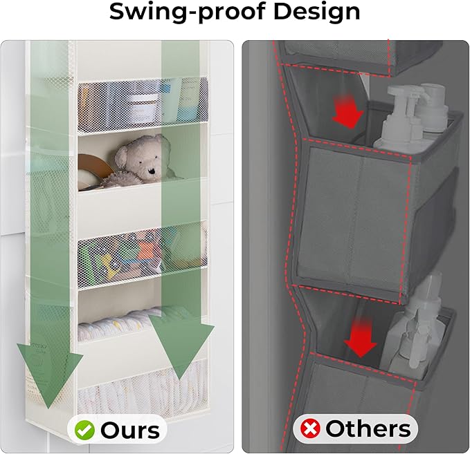 GRANNY SAYS Over the Door Organizer, 5-Shelf Behind the Door Storage with 8 Pockets and Clear Window, Anti Tilt 45lb Large Capacity Hanging Storage for Bedroom, Stuffed Animal, Beige, 2 Pack