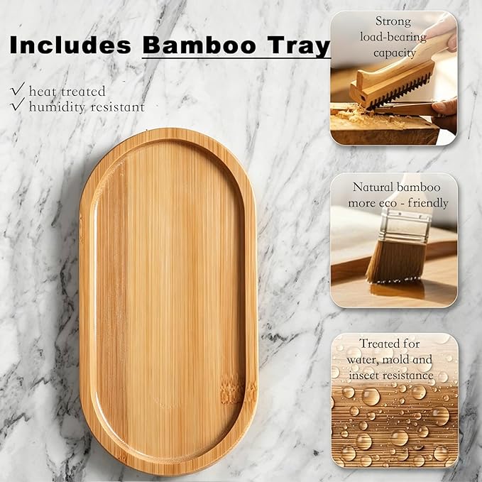 Amber 18 Oz Dish Soap Dispenser for Kitchen, Ultra-Thick Glass Soap Dispenser Set with Tray, Pump, Funnel for Bathroom, Liquid, Lotion, Shower, Laundry, (2 Pack with 12 Stickers)