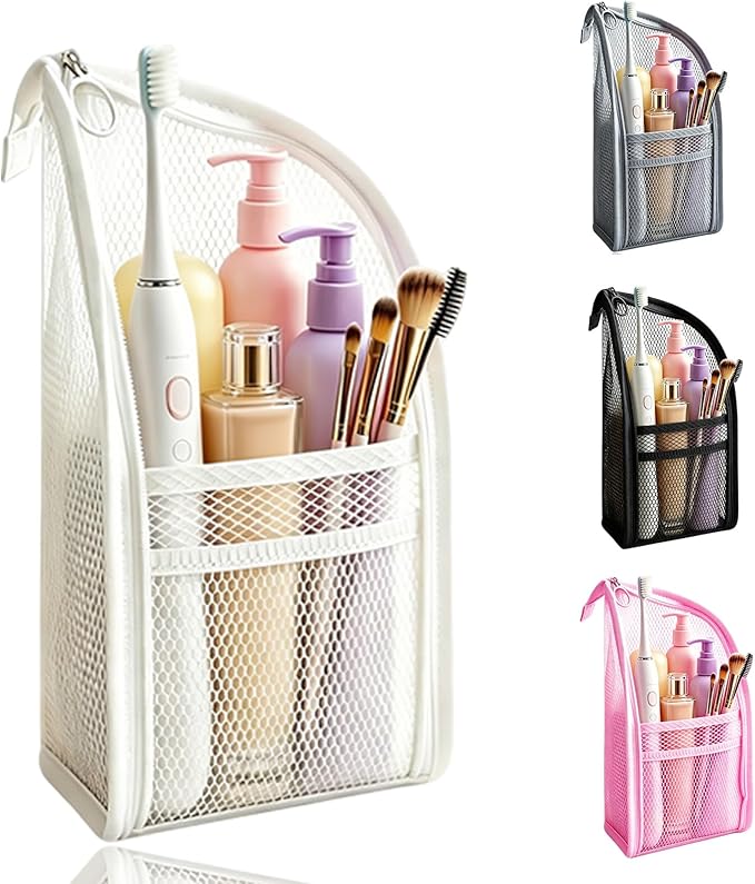 Standing Toiletry Bag, Lightweight Portable Travel Toiletry Bag, EVA Foldable Thickened Clear Hanging Makeup Bag, Breathable Cosmetic Organizer for Travel & Bathroom (white)