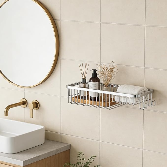 Corner Shower Caddy Basket - 304 Stainless Steel Corner Storage Rack,Organizer Wall Mounted Basket,Washbasin shelf Suitable For Bathroom & Kitchen-Long Basket