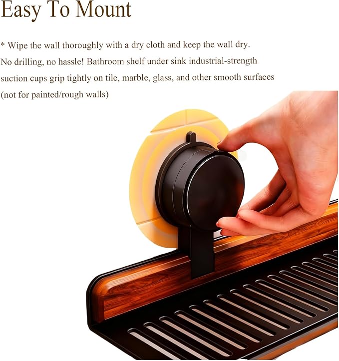 Bathroom Storage Shelves Floating,Modern Kitchen Organizer Faucet Shelf,No Mounted Shower Sink Caddy Organizers,Toothbrush soap Rack (Black, 27 inch)