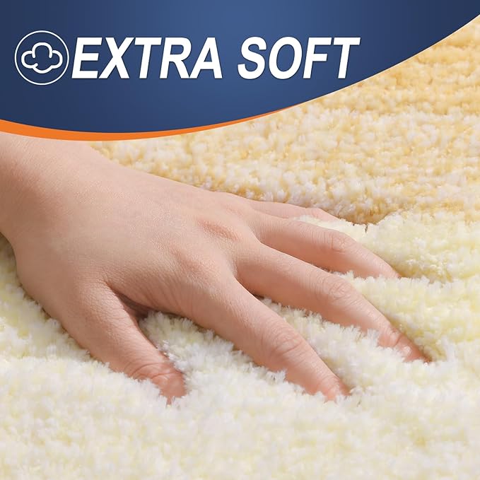 OLANLY Bathroom Rug Set 2 Piece, Soft Absorbent Microfiber Bath Mats and U-Shaped Contour Toilet Rug, Non-Slip, Machine Wash Dry, Plush Shaggy Bath Mats for Bathroom (30"x20"+24"x20", Light Yellow)
