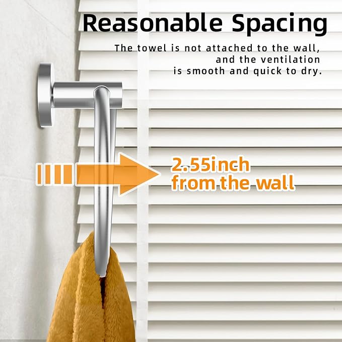 Brushed Silver Towel Ring, SUS304 Stainless Steel Hand Towel Holder for Bathroom Kitchen, Modern Style Towel Hanger, Thicken Ring Towel Holder, Towel Rack Round Wall Mounted (1, Brushed Silver)