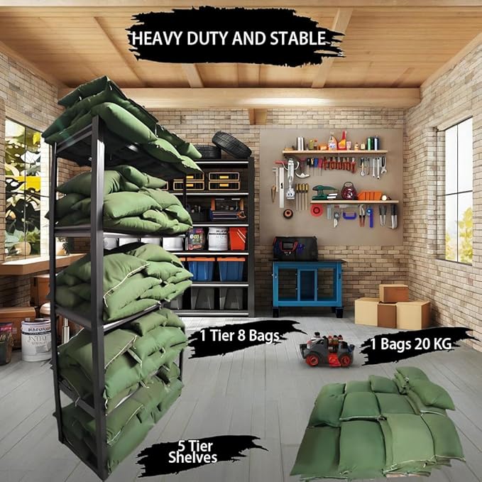 Industrial Storage Rack,Heavy-Duty Steel Shelving Unit,6-Tier Multi-Purpose Garage Organization System Black 83" H x 54.5" W x 22.8" D
