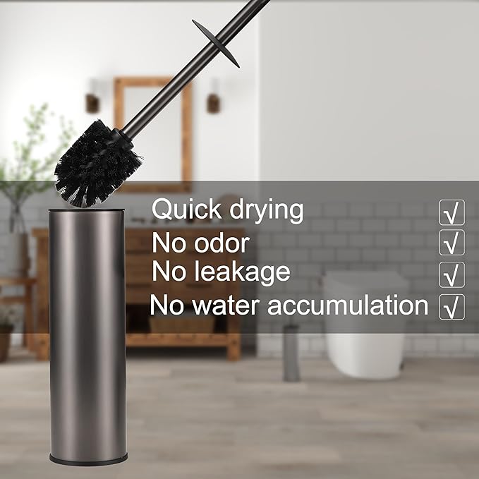 Toilet Brush and Holder Set Premium Material Toilet Bowl Cleaner Free Standing Toilet Bowl Brush and Holder 1pack Gun Grey
