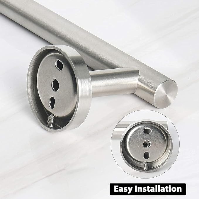 NearMoon Bath Towel Bar, Thicken Stainless Steel Shower Towel Rack Holder Wall Mounted for Bathroom, 26-lnch Overall Length-24-lnch Usable Hanging Space (1 Pack, Brushed Nickel)