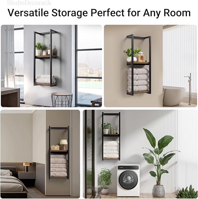 Towel Racks for Bathroom, 2 Tier Wall-Mounted Towel Rack, Home Decor Shelf, Space-Saving Organizer Rack for Household, Bathroom, and Bedroom