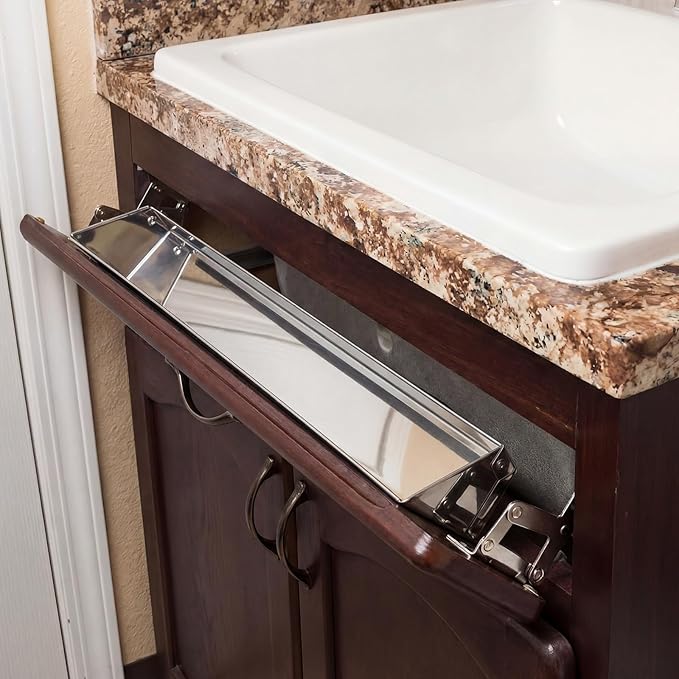 1 Set 28 Inch Stainless Steel Sink Drawer Pivot Hinge Kit Include Tip Out Tray for Sink and Hinges Large Pull Out Storage Organizer for Kitchen Bathroom Base Cabinets