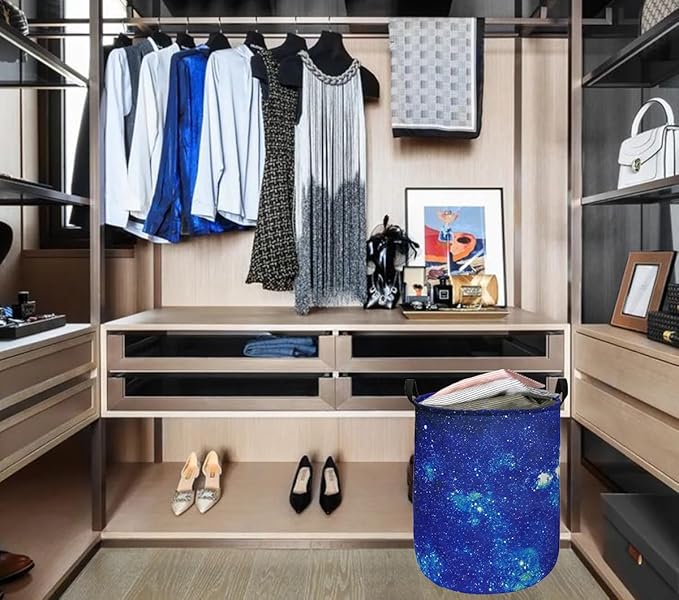 Round Laundry Hamper Storage Basket Fabric Material Storage Hamper Organization Basket, Storage Bin, Gift Box with Handles for Room