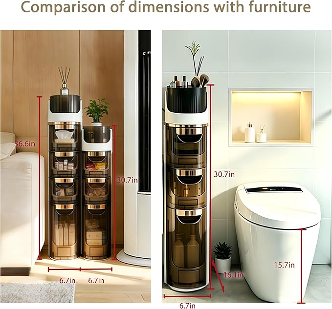 BGYMF 3-Tier Slim Bathroom Storage Cabinet, Slim Cabinet for Bathroom,Narrow Rolling Storage Cart with Wheels, White Plastic Organizer for Small Spaces, Kitchen, Laundry Room, Corner