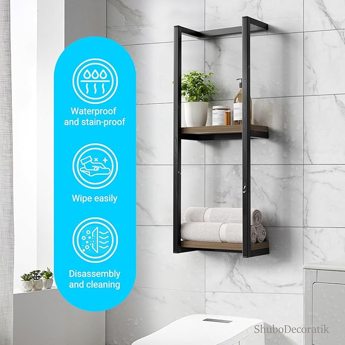 Towel Racks for Bathroom, 2 Tier Wall-Mounted Towel Rack, Home Decor Shelf, Space-Saving Organizer Rack for Household, Bathroom, and Bedroom