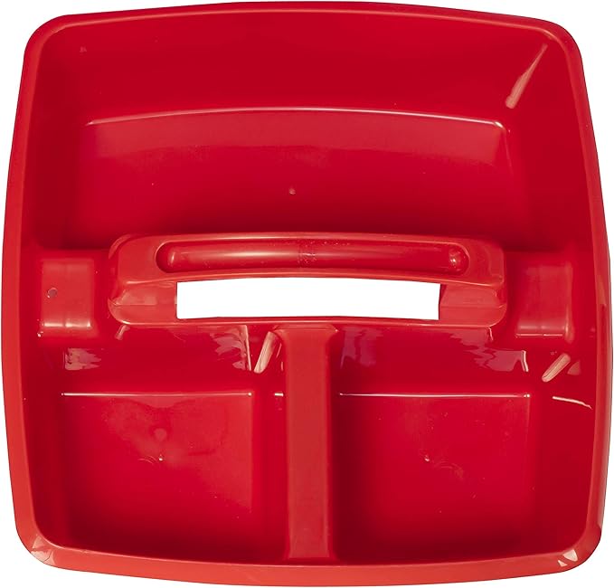 Storex 3-Compartment Small Caddy – Multipurpose Classroom Organizer with Handle, Crimson, 6-Pack (00949A06C)