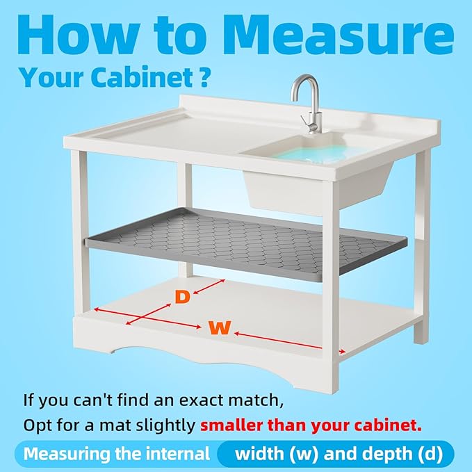 Winisok Silicone Under Sink Mat 31" x 19", kitchen Essentials and Gadgets, Shelf liner and Cabinet Protector, Home Organizers and Storage, Waterproof Bathroom Tray