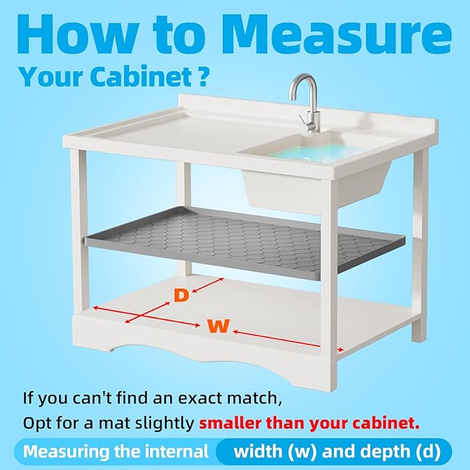 Winisok Silicone Under Sink Mat 37" x 22", Kitchen Essentials and Gadgets, Shelf Liner and Cabinet Protector, Home Organizers and Storage, Waterproof Bathroom Tray