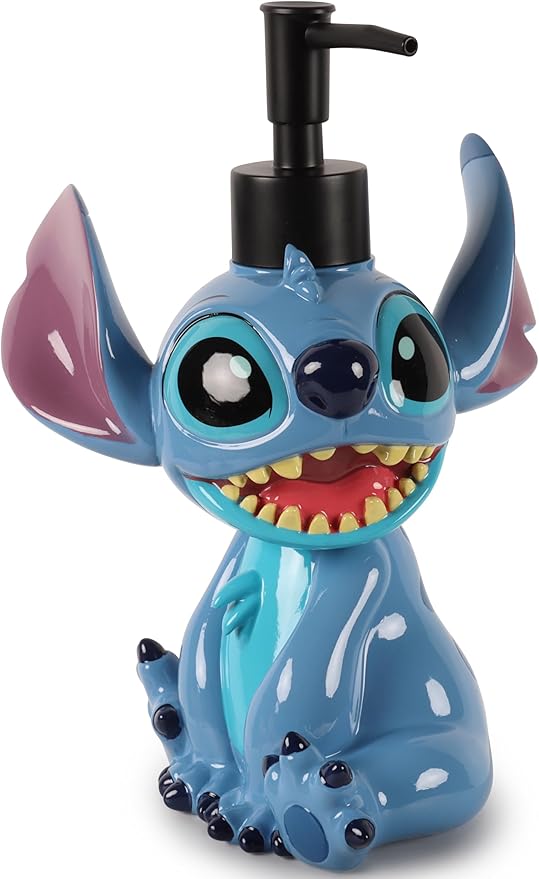 Jay Franco Kids Soap Dispenser – 7" Resin Hand Lotion Pump, Bathroom & Kitchen Decor, Official Licensed Product, Multi - Lilo and Stitch